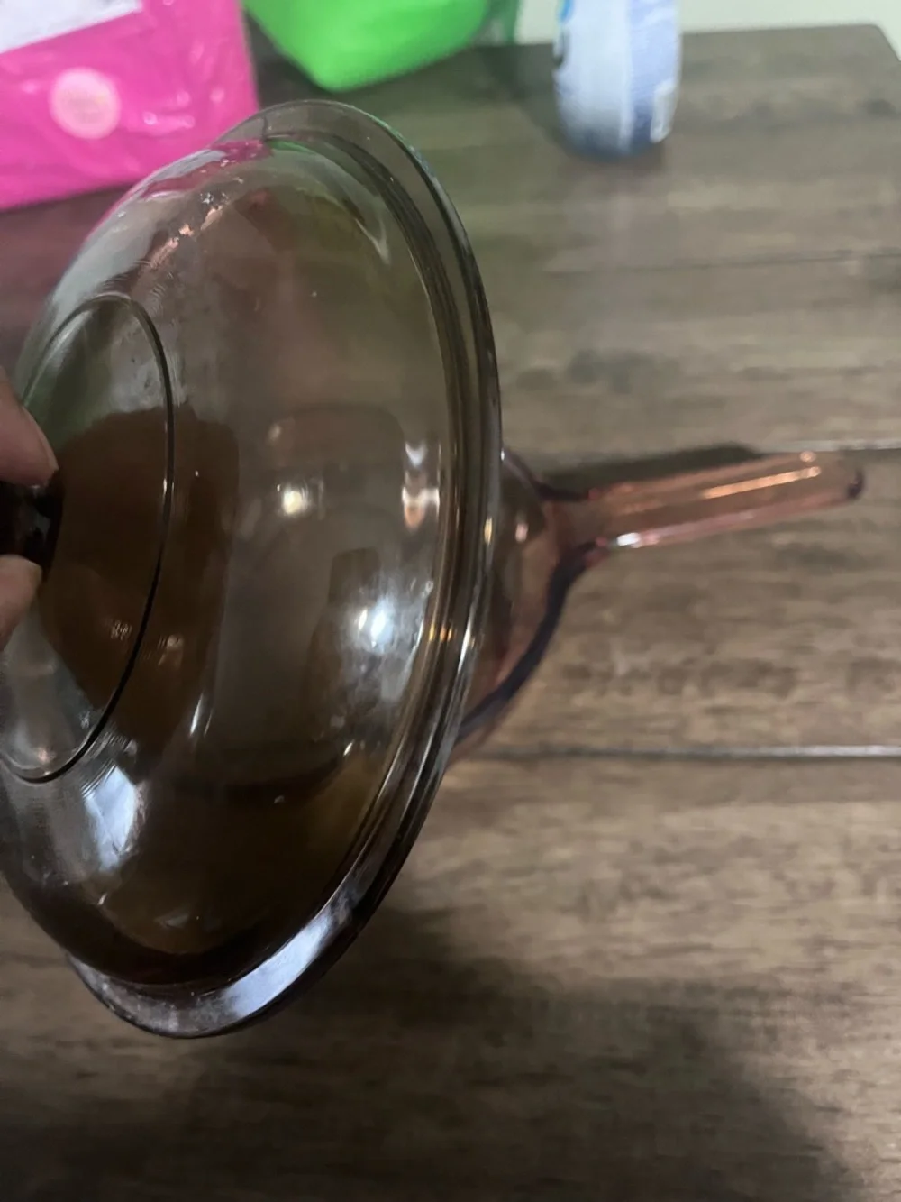 Vintage corning Vision Amber Glass Sauté Pan with Lid - Heat-Resistant Cookware